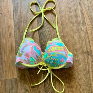 Victoria Secret Push Up Paisley Bikini Top Sz 32A